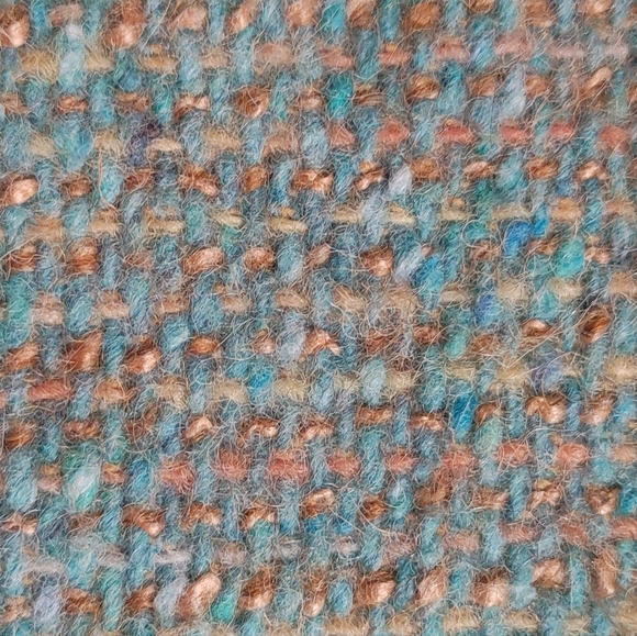 OOAK Handwoven Wool Hoodie Turquoise & Gold - Picture 16 of 17